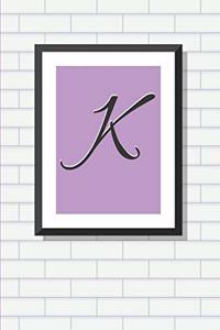 Initial K Personalized Blank Lined Journal Notebook