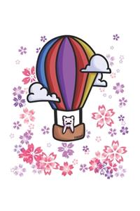 Hot Air Balloon Flower Cat Notebook