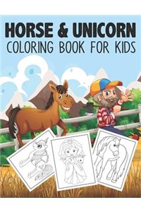 Horse & Unicorn Coloring Book For Kids