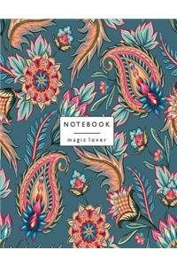 Notebook magic lover: Flower on green and Dot Graph Line Sketch pages, Extra large (8.5 x 11) inches, 110 pages, White paper, Sketch, Draw and Paint