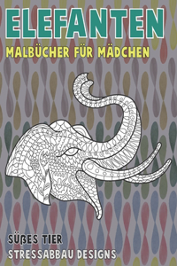 Malbücher für Mädchen - Stressabbau-Designs - Süßes Tier - Elefanten