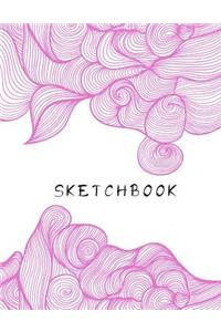 Sketchbook: Meditation Mindfulness Drawing Sketching Art Book 8.5 x 11 110 Blank Pages Pink Line Doodle