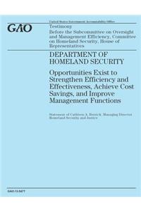 Testimony before the Subcommittee on Oversight and management Efficiency, Committee on Homeland Security, House of Representatives