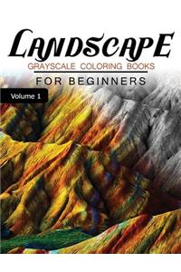 Landscapes GRAYSCALE Coloring Books for beginners Volume 1