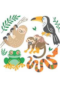 Hand Drawn Tropical Animal Collection - Blank Lined Notebook