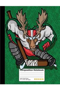 Hockey Player Moose Mascot Composition Notebook