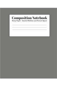 Composition Notebook - Story Paper - Dashed Midline and Picture Space