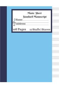 Music Sheet Standard Manuscript -108 Pages 12 Staffs - Staves