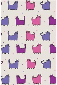 Journal Notebook For Cat Lovers - Funny Cat Pattern Purple Rain