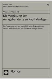 Die Vergutung Der Anlageberatung Zu Kapitalanlagen