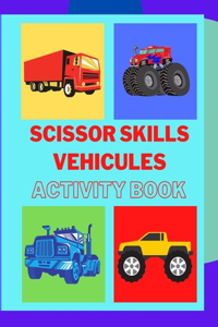 Scissor skills activity book for Kindergarten with vehicles