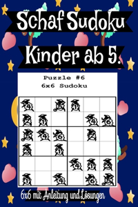 Schaf Sudoku Kinder ab 5. 6x6 mit Anleitung und Lösungen