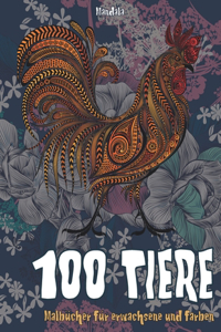 Malbücher für Erwachsene und Farben - Mandala - 100 Tiere