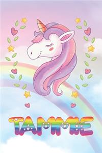 Tammie: Tammie Unicorn Notebook Rainbow Journal 6x9 Personalized Customized Gift For Someones Surname Or First Name is Tammie