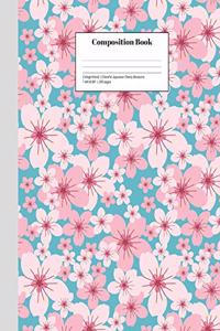 Composition Book College-Ruled Cheerful Japanese Cherry Blossoms