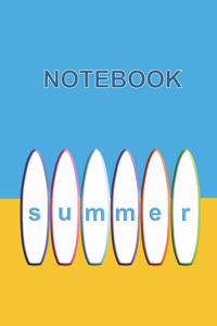 Summer Surfboards on the Beach Notebook