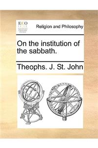 On the Institution of the Sabbath.