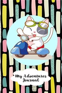 My Adventures Journal - Cat Lovers - Kitty On Motor Scooter