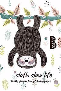 Sloth slow life, Weekly planner, Diary, Coloring pages
