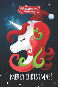 Christmas Notebook Merry Christmas: Make Lists, Keep Track Of Gifts, Recipes, Holiday Plans & More A Perfect Holiday Journal, Notebook Or Diary 100 Blank Lined Pages Unicorn Wearing Sa