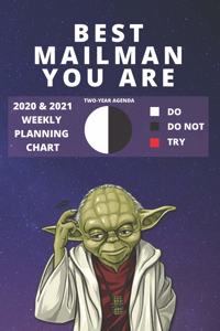 2020 & 2021 Two-Year Weekly Planner For Best Mailman Gift - Funny Yoda Quote Appointment Book Gift - Two Year Postman Agenda Notebook