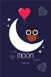 To The Moon and Back Notebook, Blank Write-in Journal, Dotted Lines, Wide Ruled, Medium (A5) 6 x 9 In (Blue)