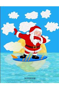 Notebook: Dabbing Santa Claus Surfing Sunset on the Water 150 Pages 8.5 X 11