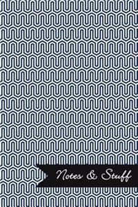 Notes & Stuff - Lined Notebook with Sapphire Blue Key Maze Pattern Cover
