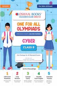 Oswaal One For All Olympiad Class 8 Cyber | Previous Years Solved Papers | Hardcover Book For 2024-25 Exam