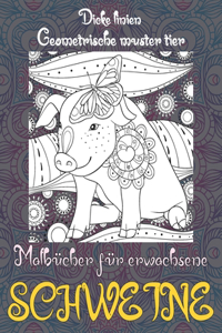 Malbücher für Erwachsene - Dicke Linien - Geometrische Muster Tier - Schweine