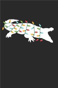 Christmas Notebook 'Crocodile with Christmas Lights' - Christmas Gift for Animal Lover - Christmas Lights Crocodile Journal