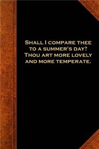 Shakespeare Quote Journal Summer Day Sonnet
