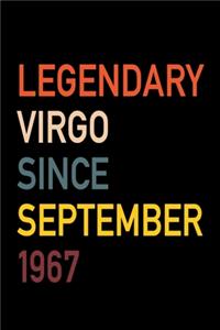 Legendary Virgo Since September 1967: Diary Journal - Legend Since Sept. Born In 67 Vintage Retro 80s Personal Writing Book - Horoscope Zodiac Star Sign - Daily Journaling for Journalist