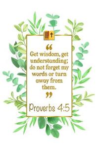 Get Wisdom, Get Understanding; Do Not Forget My Words or Turn Away from Them: Proverbs 4:5 Bible Journal