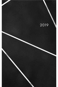 2019: Weekly Pocket Planner 2019 Calendar Organizer Agenda (January to December) Black Silver Lines