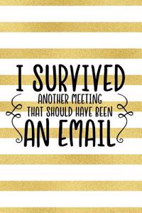 I Survived Another Meeting That Should Have Been an Email: Blank Lined Notebook Journal Diary Composition Notepad 120 Pages 6x9 Paperback ( Funny Office Design ) Gold Stripes