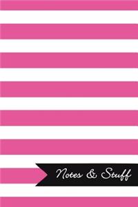 Notes & Stuff - Lined Notebook with Fuchsia Striped Pattern Cover