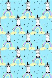 Bullet Journal Notebook Little Unicorns on Rainbows Pattern 1