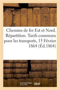 Chemins de Fer de l'Est Et Du Nord. Répartition