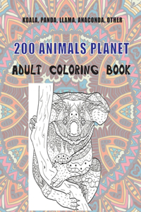 200 Animals Planet - Adult Coloring Book - Koala, Panda, Llama, Anaconda, other