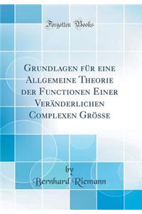 Grundlagen FÃ¼r Eine Allgemeine Theorie Der Functionen Einer VerÃ¤nderlichen Complexen GrÃ¶sse (Classic Reprint)