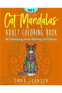 Cat Mandalas Adult Coloring Book Vol 2