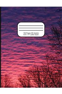 Pink Purple Sky Narrow Ruled Composition Notebook