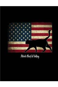 Patriotic Black Cat Walking - Composition Notebook - Wide Ruled