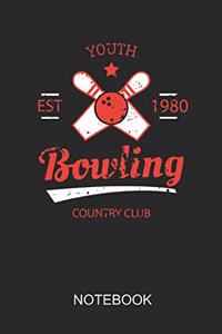 Youth bowling country club est 1980: a5 notebook