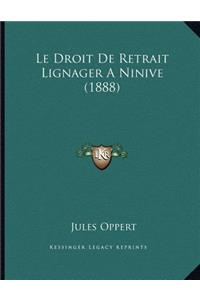 Le Droit De Retrait Lignager A Ninive (1888)