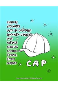 chapeau des noms livre de coloriage apprendre l'anglais pour enfants Adultes Accueil Travail École retraite