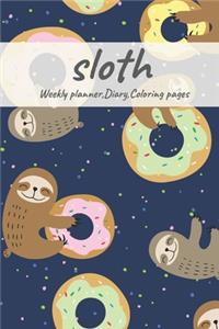 Sloth, Weekly planner, Diary, Coloring pages