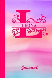 Leona Journal: Personalized Custom First Name Personal Writing Diary - Cute Pink & Purple Watercolor Effect Cover - Daily Journaling for Journalists & Writers for 