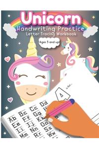 Unicorn Handwriting Practice Letter Tracing Workbook